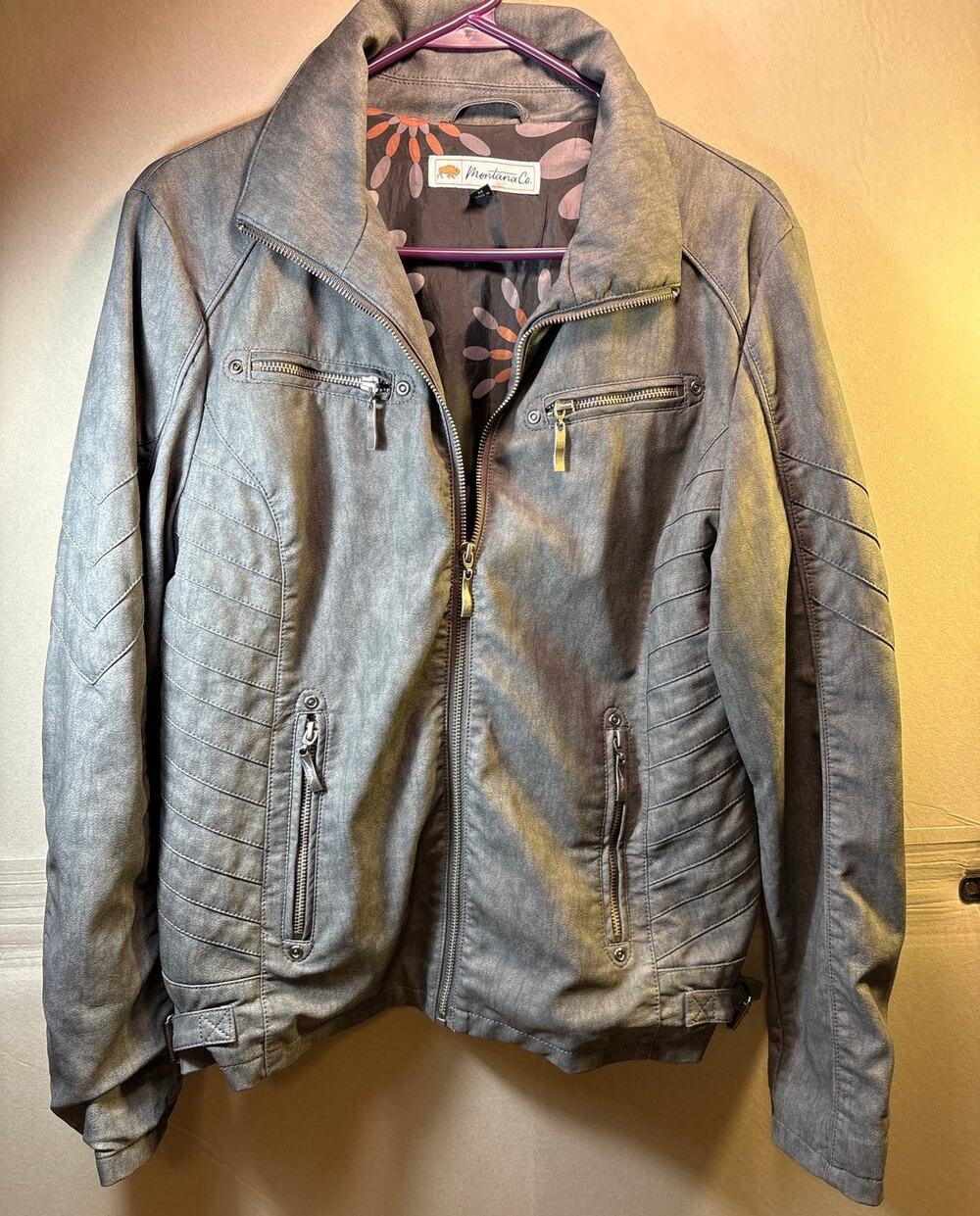 Montana Company Faux Leather Moto Jacket